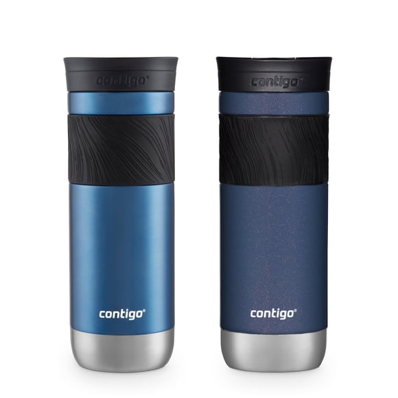 Contigo Gobelet de Voyage en Acier Inoxydable Isolé SNAPSEAL avec Prise 20oz. Bleu Maïs Satin Transparent et Baie de Minuit