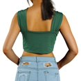 thumbnail image 2 of Women Criss Cross Tank Tops Sleeveless Solid Color Cutout Crop Tops, 2 of 5