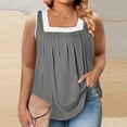 thumbnail image 2 of AherBiu Débardeurs Grande Taille pour Femmes Blouse d'Été Décontractée Ample Confortable Sans Manches à Encolure Carrée Froncée, 2 of 5
