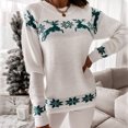 thumbnail image 2 of IROINID Chandail-Over en Tricot à Col Rond pour Femmes Imprimé Décontracté Mi-Long Manches Longues Chandail de Noël, 2 of 4