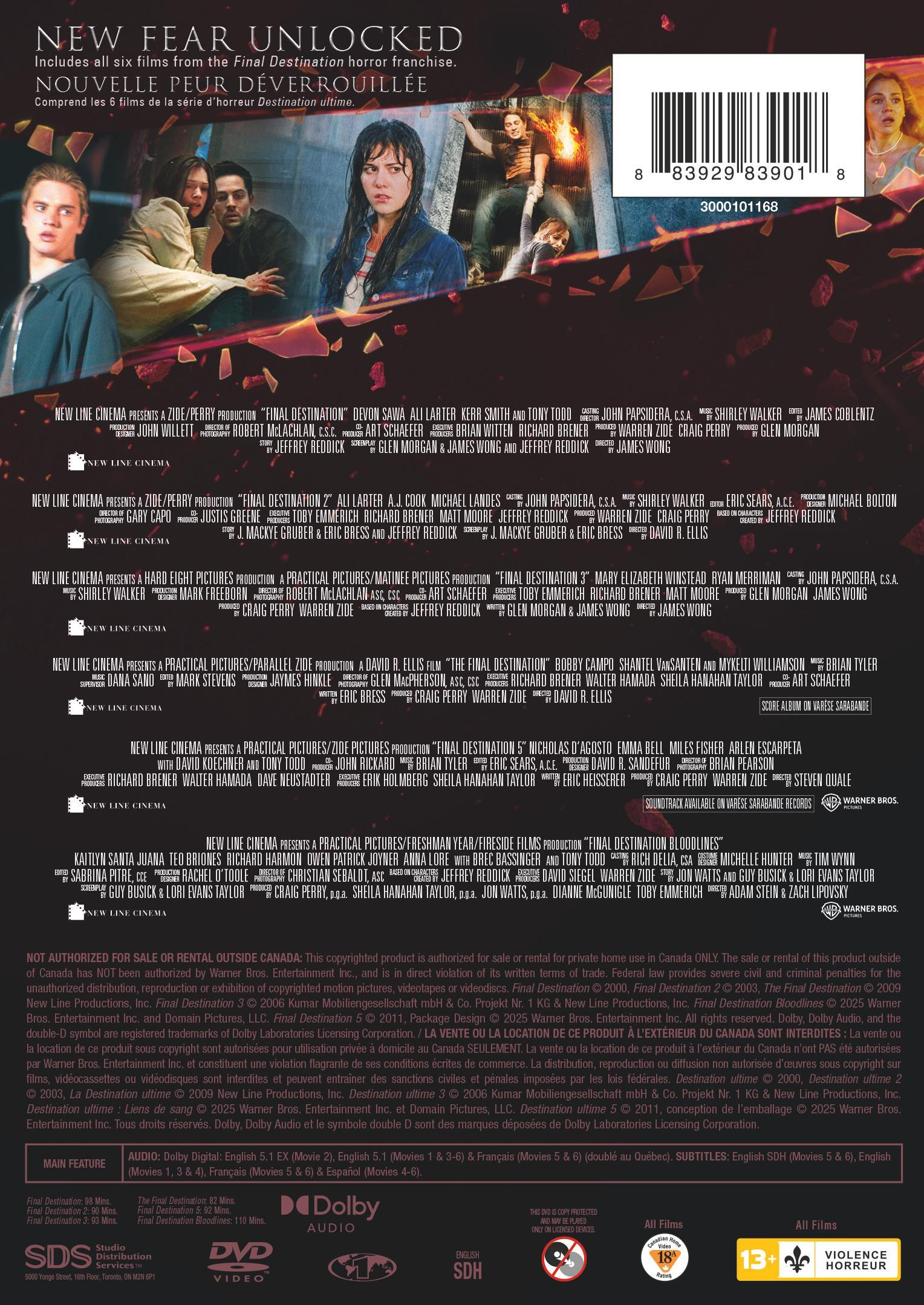 Final Destination 6-Film Collection (DVD), starring Devon Sawa, Ali Larter, Kaitlyn Santa Juana, and Teo Briones [2025]
