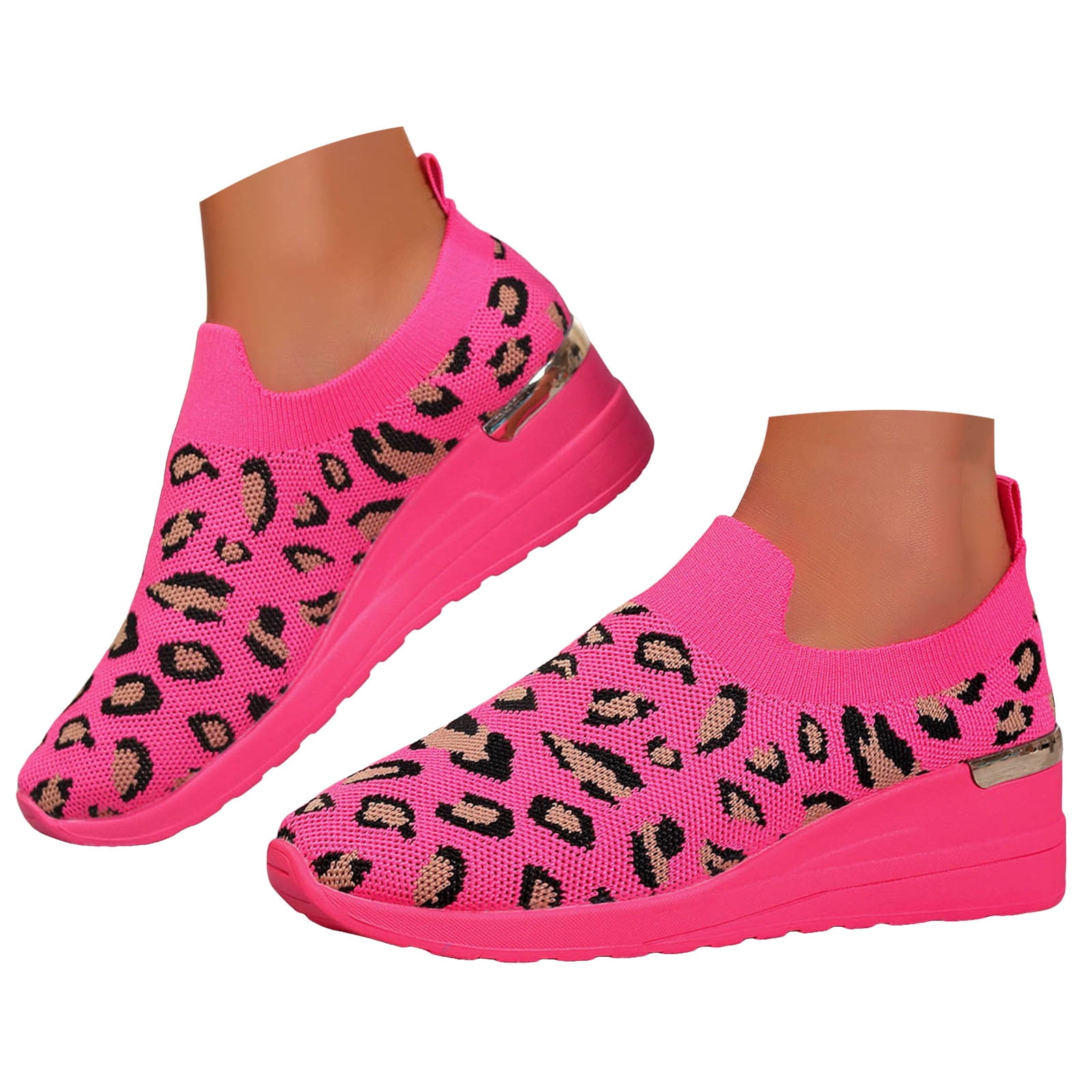 Mepaouo Chaussures de Marche pour Femmes à Enfiler Plateforme Compensée Style Chaussette Antidérapantes en Maille Tennis Course Espadrilles