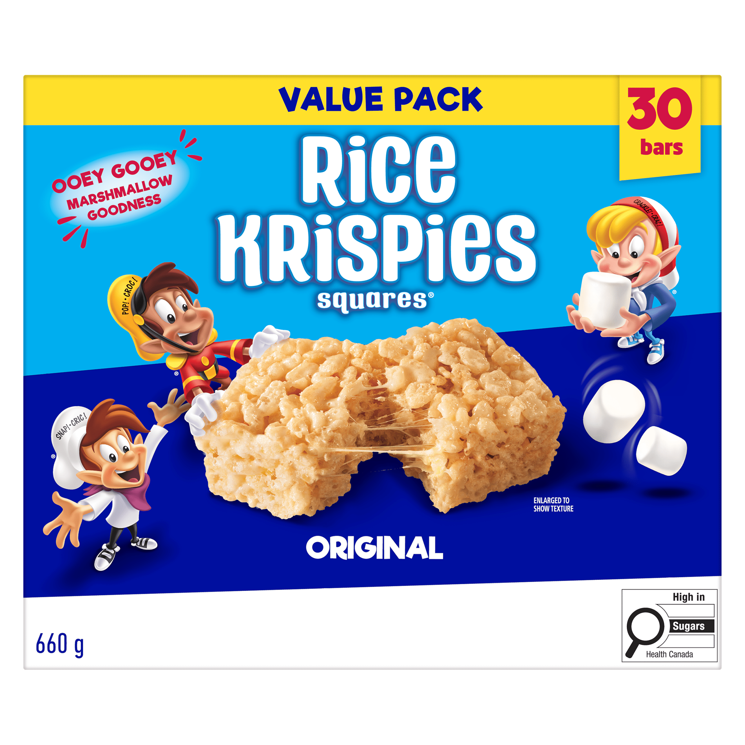 Kellogg's Rice Krispies Squares Bars Jumbo Pack - Original, Box of 30 Cereal Bars