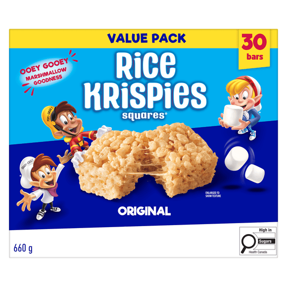 Kellogg's Rice Krispies Squares Bars Jumbo Pack - Original, Box of 30 Cereal Bars