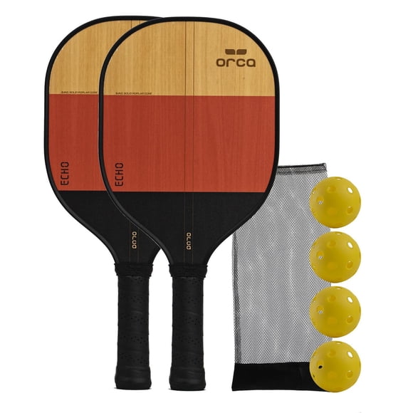 Pagaie de pickleball en bois Echo Sports Series - Édition Starter - Paquet de 2 - Pagaie de 10,2" x 7,6" par Orca
