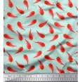 thumbnail image 1 of Soimoi Green Poly Georgette Fabric Chilli Vegetable Printed Craft Fabric by the Yard 42 Inch Wide, 1 of 2