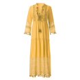 thumbnail image 4 of TJAZFJPA Hauts de Robe pour Femmes Col en V à Franges Grande Taille Décontracté Bohème Couleur Dentelle Uni Robe Mode Longue Robe pour Femme Robes d'Invitée de Mariage Femmes Robes de Fête pour Femmes, 4 of 6
