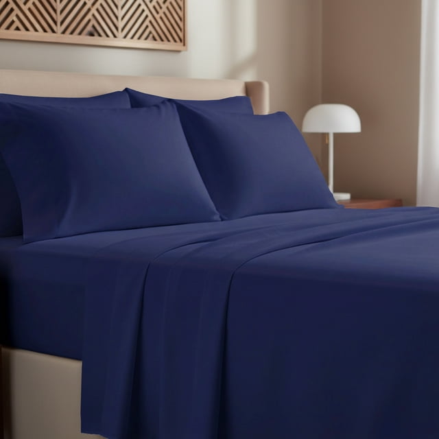 California Design Den , 100 % Coton, Ensemble de Draps Simple TG 3 Pcs - Bleu Marine