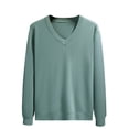 thumbnail image 3 of Xcmzpl Chandail-Robe à Col en V pour Hommes, Tricot, Manches Longues, Coupe Ajustée, Chandails Mode, Chandail à Enfiler, Chandail de Base Uni, Hauts de Chandail d'Automne, 3 of 10