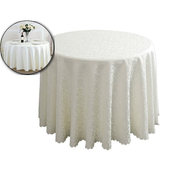 Nappe Ronde 70 Pouces - Coton Polyester, Résistante aux Plis/à la Décoloration, Réutilisable - Nappe Jacquard - 1 Pce Nappe Circulaire pour Salle à Manger, Mariage et Fête d'Anniversaire