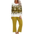 thumbnail image 1 of Pisexur Pyjama de Noël pour Femmes Ensemble Deux Pièces Tendance des Fêtes Imprimé Flocon de Neige Pyjamas de Noël Décontractés Manches Longues Col Rond Hauts Pantalons de Pyjama Tenue de Nuit, 1 of 5