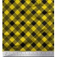 thumbnail image 1 of Soimoi Yellow Cotton Poplin Fabric Diagonal Check Print Sewing Fabric Yard 56 Inch Wide, 1 of 5