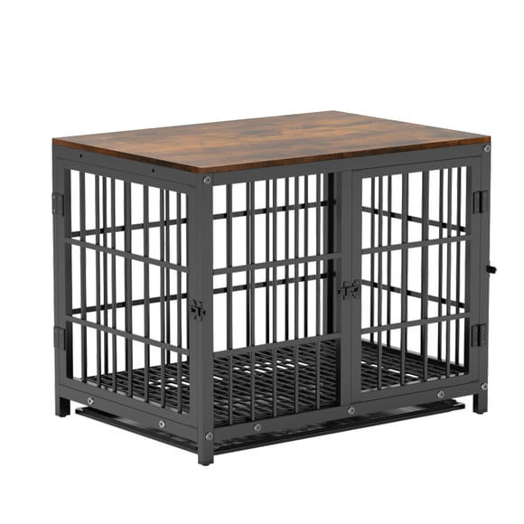 Wisfor XXL Wooden Dog Crate Indoor Furniture Style Pet Cage Pet Kennel End Table with Three Doors and Removable Tray