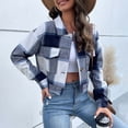 thumbnail image 4 of Yuyuzo Womens Cropped Plaid Shacket Button down Short Flannel Shirt Jacket Coat Outwear with Pockets, 4 of 4