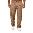 thumbnail image 1 of Faithtur Men Straight Pants Middle Waist Loose Pockets Casual Fall Trousers, 1 of 7