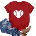 thumbnail image 1 of Meichang T-Shirts Cœur d'Amour de Baseball pour Femmes T-Shirt Graphique Cœur de Baseball Manches Courtes Col Rond Hauts Décontractés Coupe Ample Blouses d'Été pour Jour de Match Rouge P, 1 of 3