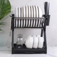 thumbnail image 3 of Dish Storage Drain Rack Dish Storage Rack Dish Drying Rack for Countertop Dining Black, 3 of 7