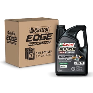 castrol Edge High Mileage 0W-20 Advanced Full Synthetic Motor Oil 5 Quart (Pack of 3)