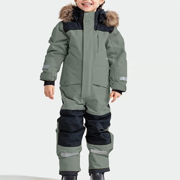 Kids Boys Girls Snowsuits Size 10/12 Hooded Outdoor Windproof Overalls Snowboarding Warm Padded Ski Suits Snowsuits Thicker Jackets Winter Ski Coveralls Jumpsuits Dark Gray Size 6-7 Year 120