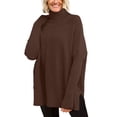 thumbnail image 1 of SGMVNU Women's Oversized Turtleneck Sweaters Fall Long Sleeve Ribbed Tunic Sweater Chunky Pullover Knit Tops(Coffee, 3XL), 1 of 3