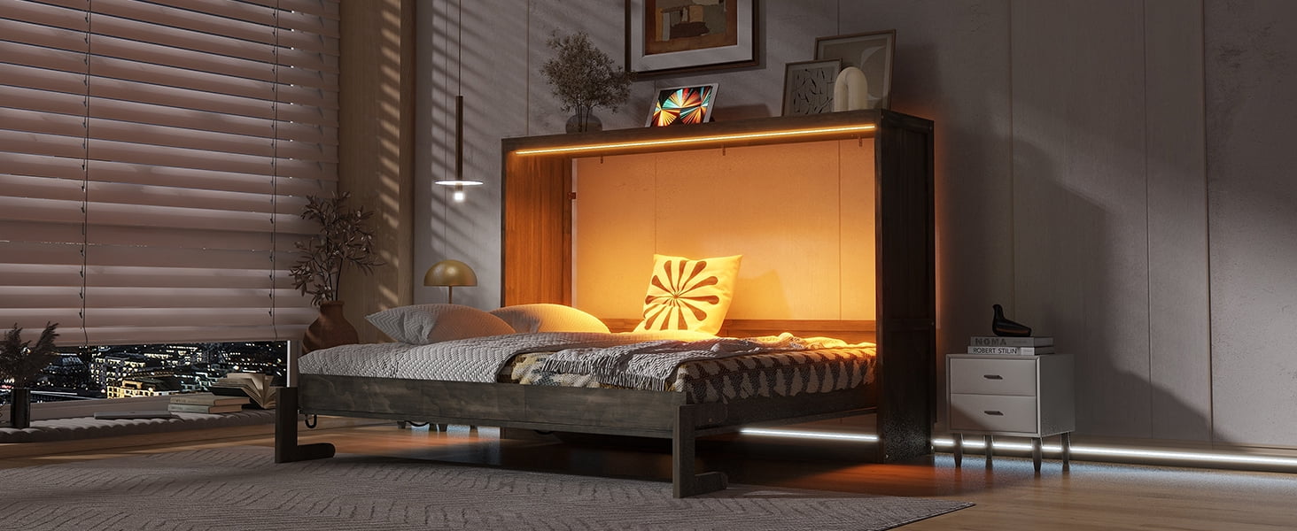 Lit escamotable Noble House double avec éclairage DEL, brun