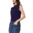 thumbnail image 4 of INSPIRE CHIC Women's Sleeveless Blouse Ruffled Pleated Wear-to-Work Chic Blouse M Dark Blue, 4 of 6