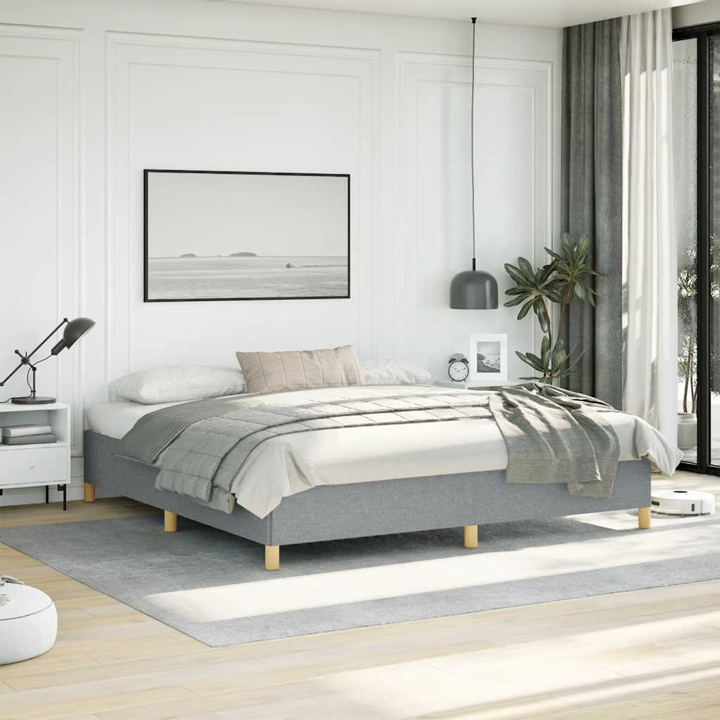 vidaXL Bed Frame Light Grey 193x203 cm King Fabric