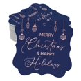 thumbnail image 1 of Inkdotpot Real Rose Gold Foil Merry Christmas & Happy Text Tags Favor Bracket Shape Hang Pack Of 50 Paper Tags, 1 of 7
