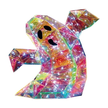 Way to Celebrate Halloween Prismatic Ghost Light Decor, Cool White LED, 12in, Battery Operated, Indoor