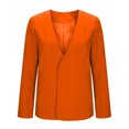 thumbnail image 4 of Women's Solid Color V-Neck Long Sleeve Casual Blouse Top Polyester Suit Jacket for Fall and Spring, 4 of 6