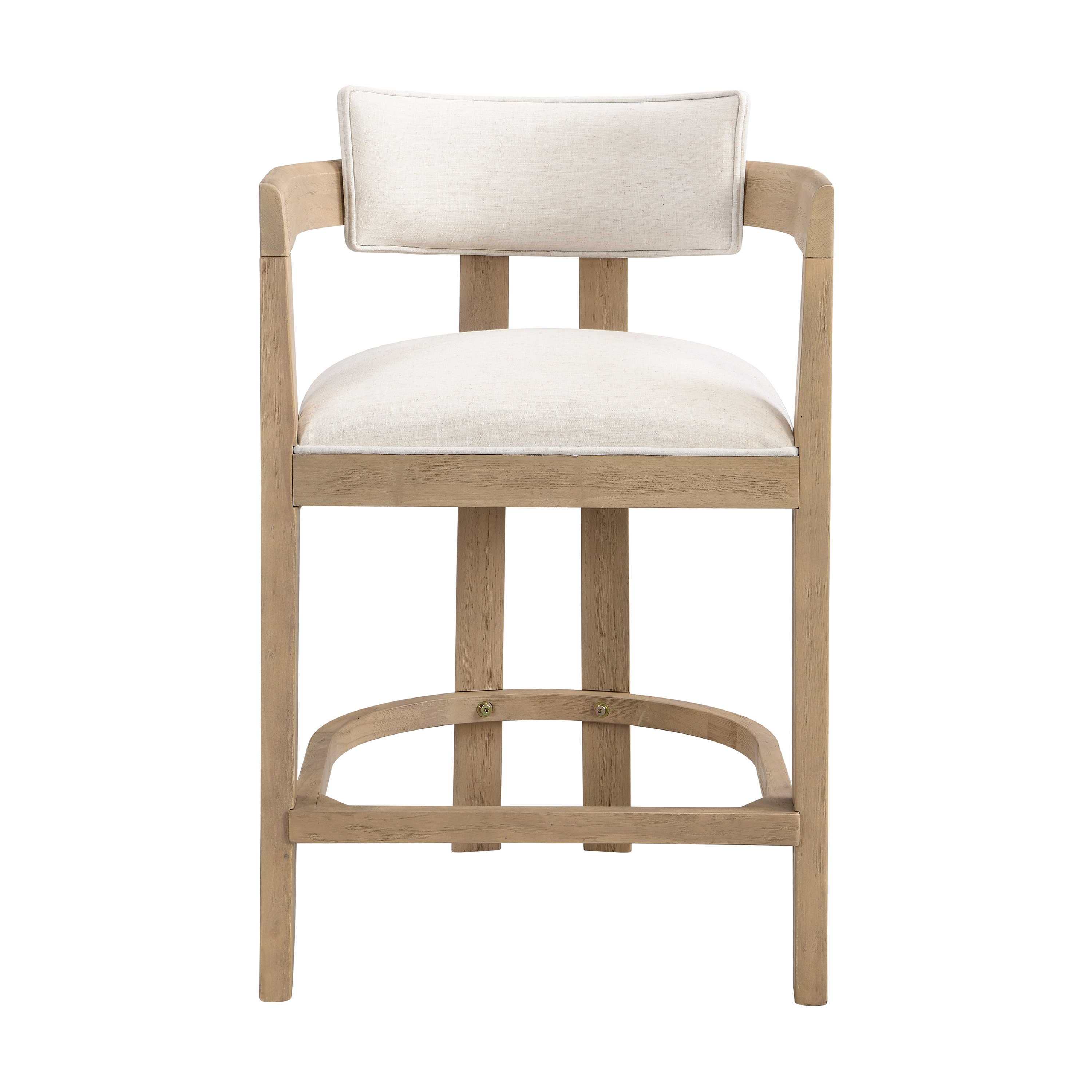 Tabourets de bar Noble House, hauteur de comptoir 66 cm, ensemble de 2, rembourrés avec dossier incurvé en bois massif, beige et frêne naturel