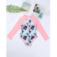 thumbnail image 3 of YONGHS Kids Girls Long Sleeve One Piece Swimsuits Zipper Rash Guard Swimwear UV Protection Bathing Suit Pink 16, 3 of 7