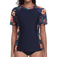 thumbnail image 1 of Charmo Color Blocked Swimsuit Tops for Womens Sun Protection UPF 50+ Rash Guard Quick Dry Running Swim Shirts, 1 of 7
