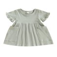 thumbnail image 1 of Girl Short Sleeve  Neck Solid Pockets Princess A-Lined Dress, 1 of 8