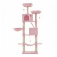 thumbnail image 1 of Large Cat Tree with 13 Scratching Posts, 2 Perches, Hammock, for Indoor Cats, Pink, 1 of 8