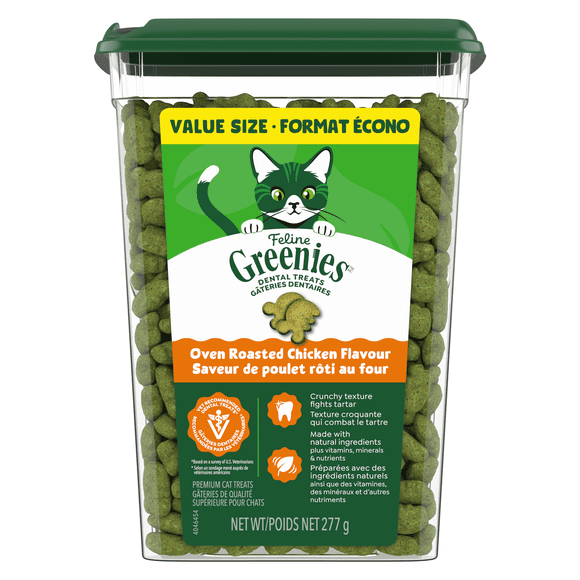 Gâteries dentaires naturelles pour chats adultes FELINE GREENIES saveur de poulet rôti au four