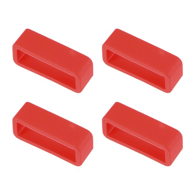 Unique Bargains Watch Band Strap Loops Silicone for 19mm Width Watch Band, Red 4 Pack