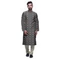 thumbnail image 1 of Atasi Satin Slub Ethnic Kurta With Churidar For Mens Printed Party Wear, 1 of 1