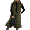 thumbnail image 1 of jsaierl Long Puffer Vest Women Button Down Sleeveless Hooded Jacket Overcoat Solid Color Side Slit Winter Parka Coat, 1 of 6