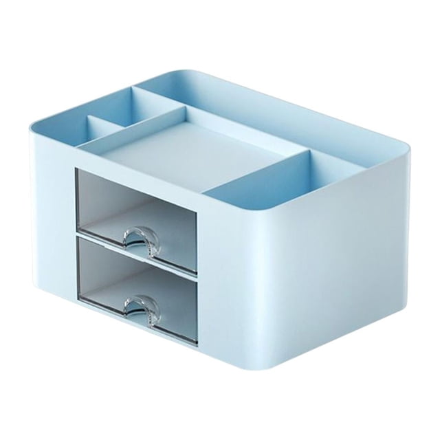 veasfak Organizer Pencil Storage Box with Drawers Multifunctional for Home Decor Desktop Blue