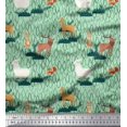 thumbnail image 1 of Soimoi Poly Crepe Fabric Rabbit,Sheep & Deer Kids Decor Fabric Printed Yard 52 Inch Wide, 1 of 3
