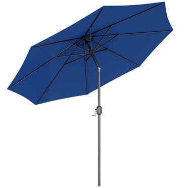Outsunny 10' x 8' Round Market Umbrella, Patio Umbrella, Blue