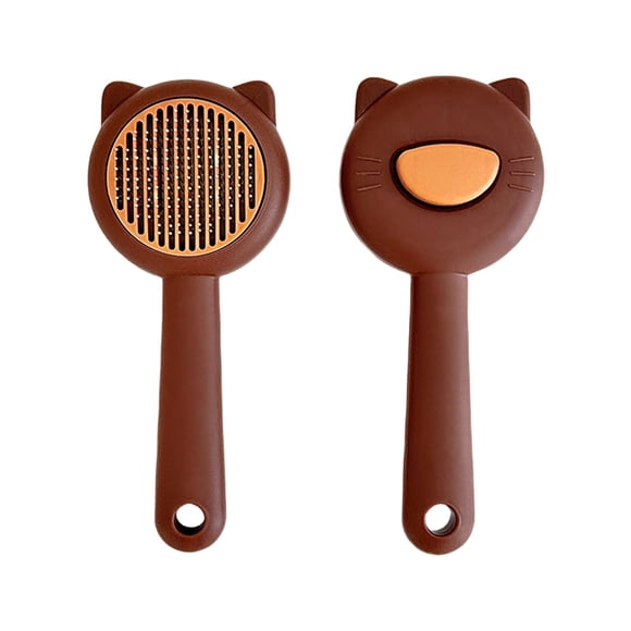 Pet Hair Removal Comb for Dogs and Cats with Self-Cleaning Button Stainless Steel Needle Teeth 7.68 in x 3.15 in Ergonomic Rubber Handle