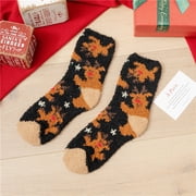 Super Cute Warm Plush Soft Print Women's Christmas Ear Socks Socks Winter Socks Sports Socks Sock Black