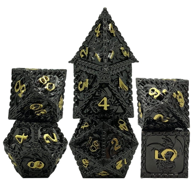 7Pcs Polyhedral Dice Irregular Big Set Toys Table Games Numbers Board Games Balck Golden