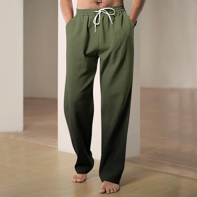 RXIRUCGD Men's Fashion Drawstring Elastic Waist Gradient Color Casual Length Pants, Army Green, Size: XL