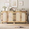 thumbnail image 4 of GloryStar 31.5'' Small Rattan Buffet Cabinet Offers Ample Storage with Doors and Adjustable Shelves, Boho Farmhouse Coffee Bar Sideboard with Handle for Kitchen and Living Room Use, 4 of 7