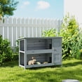 thumbnail image 2 of PawHut 2 Tier Rabbit Hutch Bunny Pet House Wooden Coop Run Grey, 2 of 10