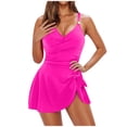 thumbnail image 2 of TIMIFIS Robe Maillot de Bain pour Femmes une Pièce Robe de Bain Été Bain de Soleil Maillot de Bain Couleur Unie Mode Planche Volleyball Activité Maillot de Bain, 2 of 5