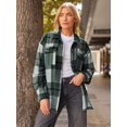 thumbnail image 2 of ORUYROP Womens Casual Plaid Shacket Button Down Long Sleeve Shirt, 2 of 6